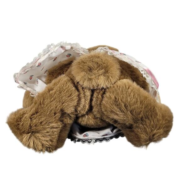 Applause Plush Bunny 12" Vintage 1985 Rakes Wood Face Lace Dress Collectible - Picture 5 of 16